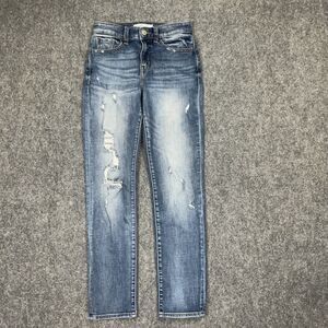 Willow + Root Jeans Womens Size 24 Blue Denim Distressed Slim